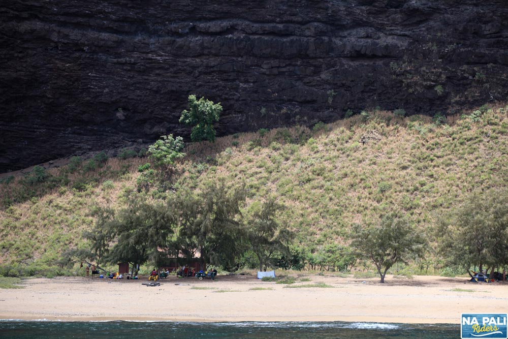 a group of people on a beach