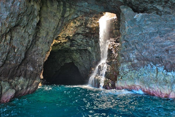 water next to the rock